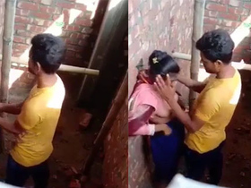 College girl gives a sensual blowjob and titty fuck to her lover in a village setting