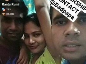 Bhabhis share a threesome in this Indian XXX video