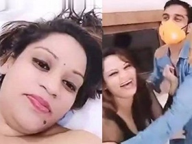 Desi couple's threesome in a hotel room with sex toys