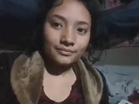 Teenage girl with big boobs gets naked and shows off her pussy