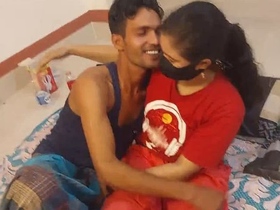 Bikini-clad couple enjoys passionate sex at home