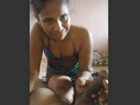 Tamil babe gives a handjob and blowjob to her partner