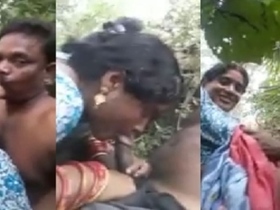 Desi village wife gives a blowjob and rides dick in outdoor sex video