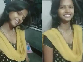 Desi girl's hidden cleavage draws attention to her kissable lips