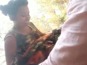 Rustic Desi couple rides outdoors in village VDO