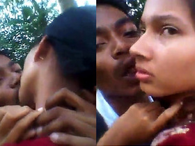 Lovers making out in the great outdoors