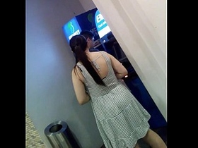 Filipino girl in black pantyhose gets upskirt camera action