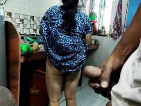 Hindi couple in pajamas gets naughty in the kitchen with xxx video