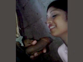 Cute newly married couple enjoys steamy bathroom action