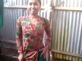 Outdoor shower with a Desi girl in the village