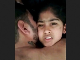 Cute girl enjoys intense pleasure as lover thrusts into her tight pussy