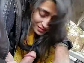 Blowing job in the car: Girlfriend's intense oral pleasure