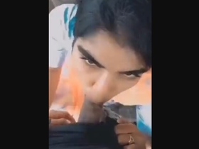 Cute girl gives a blowjob in the great outdoors