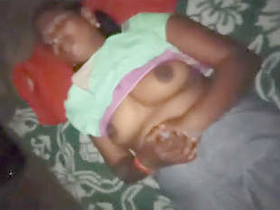 Wife's modest breasts get some attention from her husband