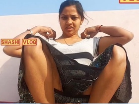 Shashi's morning ritual with oil and cleavage