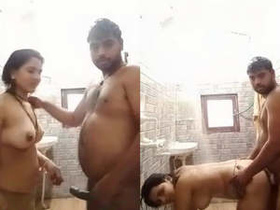 Horny couple has steamy bathroom sex with blowjob and fucking