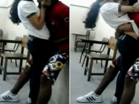Desi couple enjoys standing romance in classroom